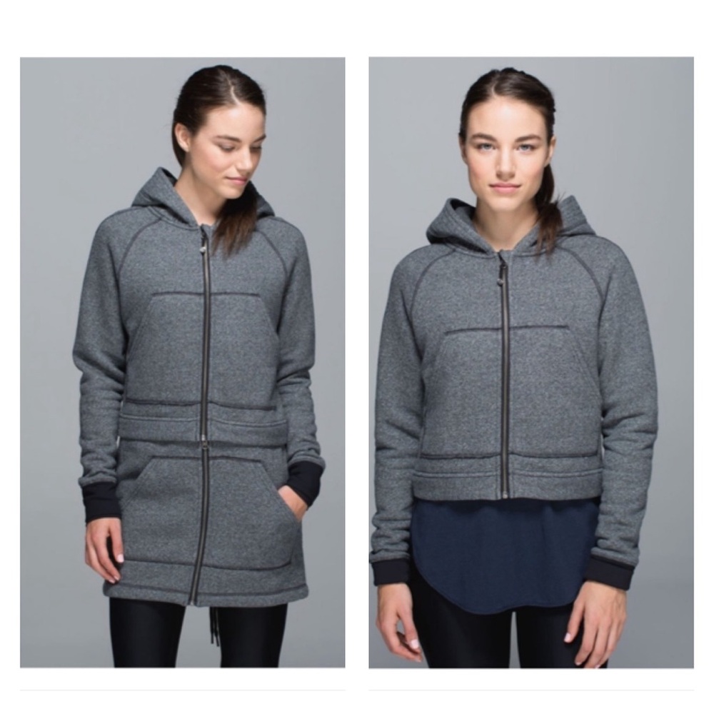 Lululemon Long & Short Of It Jacket Grey Convertible Cropped Sweatshirt Size 4